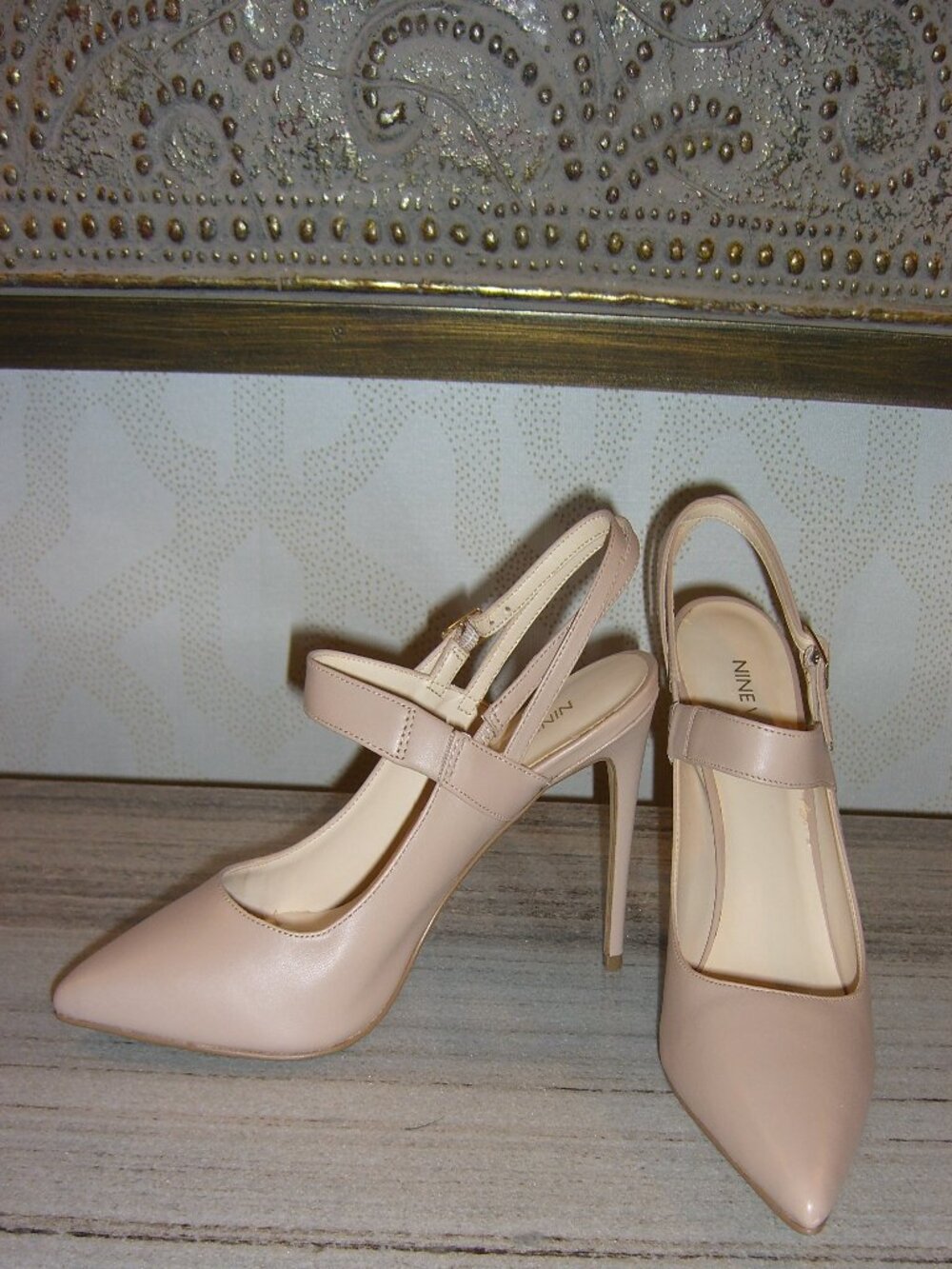NIB NINE WEST LIGHT NATURAL SLINGBACK HEELS SHOES 7.5M